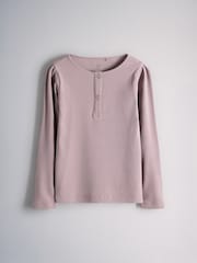 The Set 4 Piece Crew Neck Puff Sleeve Long Sleeve Rib Kickflare T-Shirt, Sweatshirt and Jeans Set Purple/Chocolate Brown/Light Green/Lilac - Image 4 of 7