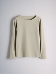The Set 4 Piece Crew Neck Puff Sleeve Long Sleeve Rib Kickflare T-Shirt, Sweatshirt and Jeans Set Purple/Chocolate Brown/Light Green/Lilac - Image 5 of 7