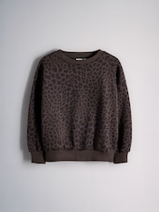 The Set Heavyweight Crew Neck Jersey and Cuffed Joggers Co-Ord Set Chocolate Brown Animal Print - Image 10 of 12