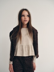 The Set Heavyweight Crew Neck Jersey and Cuffed Joggers Co-Ord Set Chocolate Brown Animal Print - Image 5 of 12