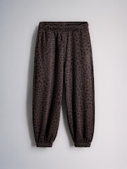 The Set Heavyweight Crew Neck Jersey and Cuffed Joggers Co-Ord Set Chocolate Brown Animal Print - Image 9 of 12