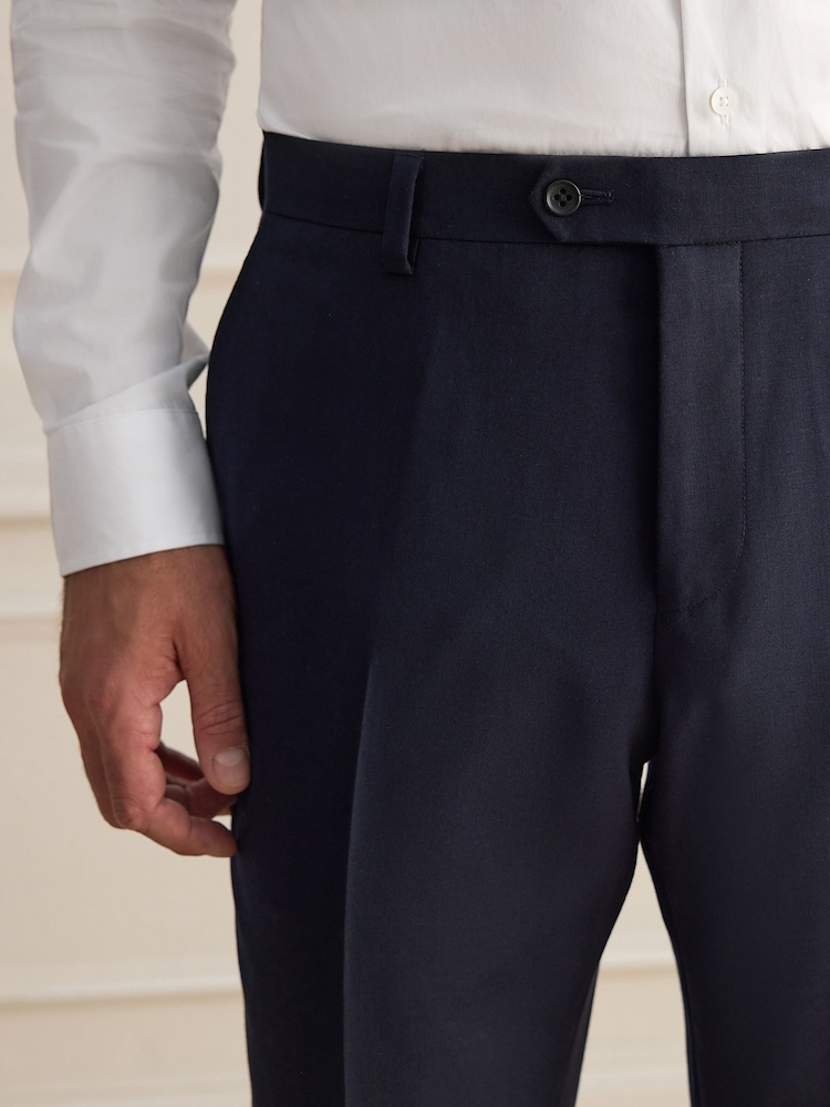 Mornarica - Signature 100% Wool Tailored Fit Suit Trousers - Slika 4 iz 4