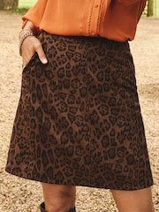Love & Roses X Binky Brown Leopard Print Suedette Mini Skirt - Image 1 of 4