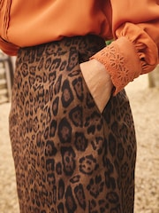 Love & Roses X Binky Brown Leopard Print Suedette Mini Skirt - Image 3 of 4
