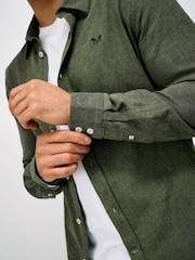 Crew Clothing Company Green Long-Sleeve Linen Shirt - Image 4 of 5