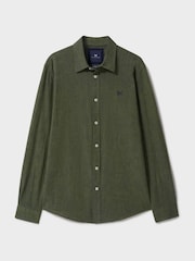 Crew Clothing Company Green Long-Sleeve Linen Shirt - Image 5 of 5