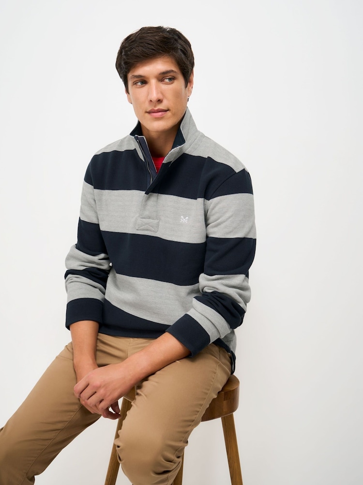 Crew Clothing Grey Piqué Padstow Sweatshirt - Image 1 of 5