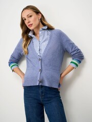 Crew Clothing Light Blue Harmony Relaxed V-Neck Cardigan - Image 1 of 5