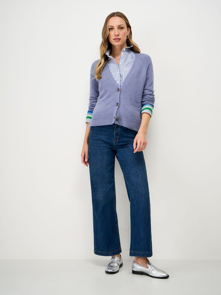 Crew Clothing Light Blue Harmony Relaxed V-Neck Cardigan - Image 2 of 5