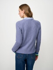 Crew Clothing Light Blue Harmony Relaxed V-Neck Cardigan - Image 3 of 5