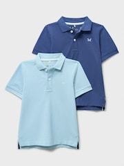 Crew Clothing Blue Classic Cotton-Piqué Polo Shirts 2 Pack - Image 1 of 3