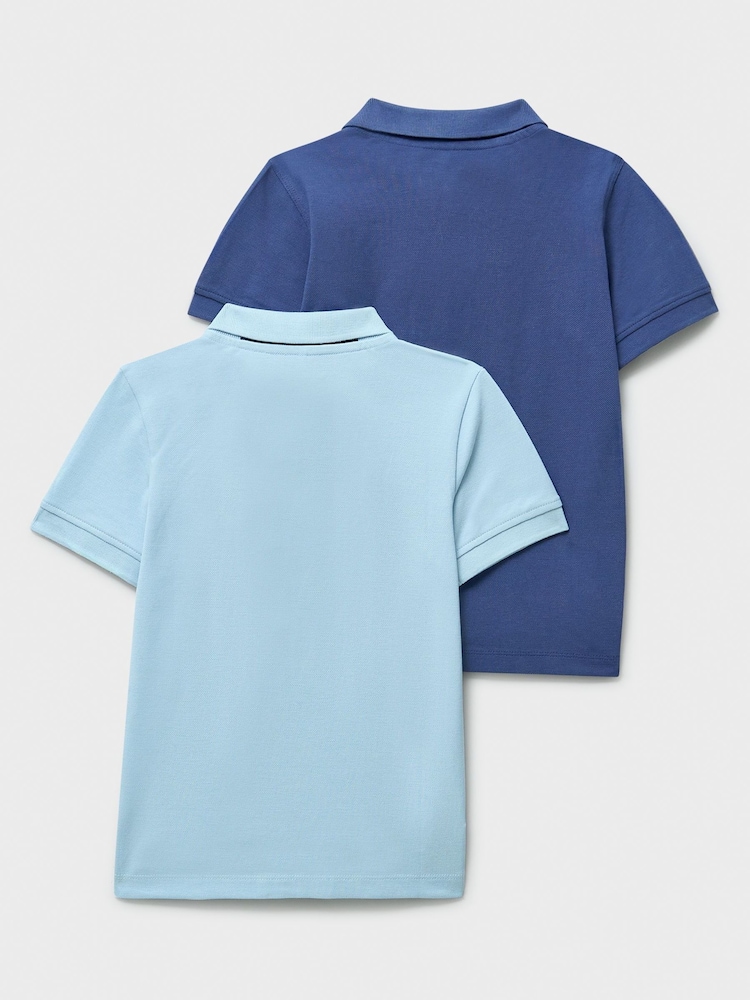 Crew Clothing Blue Classic Cotton-Piqué Polo Shirts 2 Pack - Image 2 of 3 Crew Clothing Blue Classic Cotton-Piqué Polo Shirts 2 Pack - Image 2 of 3