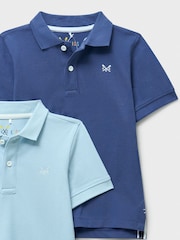 Crew Clothing Blue Classic Cotton-Piqué Polo Shirts 2 Pack - Image 3 of 3