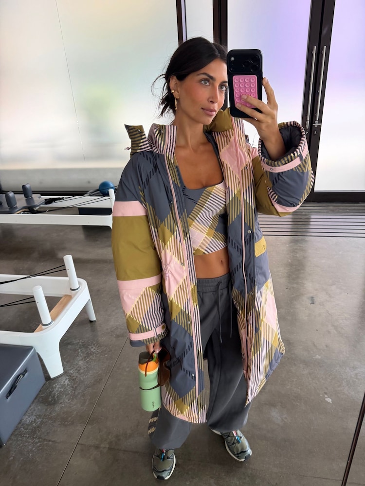 Never Fully Dressed Check Tartan Shower Resistant Long Line Padded Coat - Image 1 of 4 Never Fully Dressed Check Tartan Shower Resistant Long Line Padded Coat - Image 1 of 4