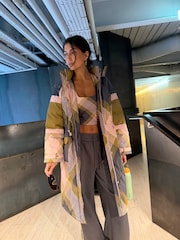 Never Fully Dressed Check Tartan Shower Resistant Long Line Padded Coat - Image 3 of 4