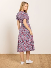 M&Co Blue Ditsy Floral Midi Wrap Dress - Image 3 of 5