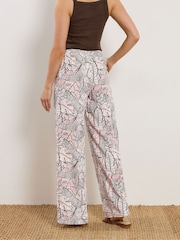 Long Tall Sally Natural Palm Print Wide Leg Trousers - Image 3 of 5