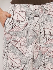 Long Tall Sally Natural Palm Print Wide Leg Trousers - Image 4 of 5