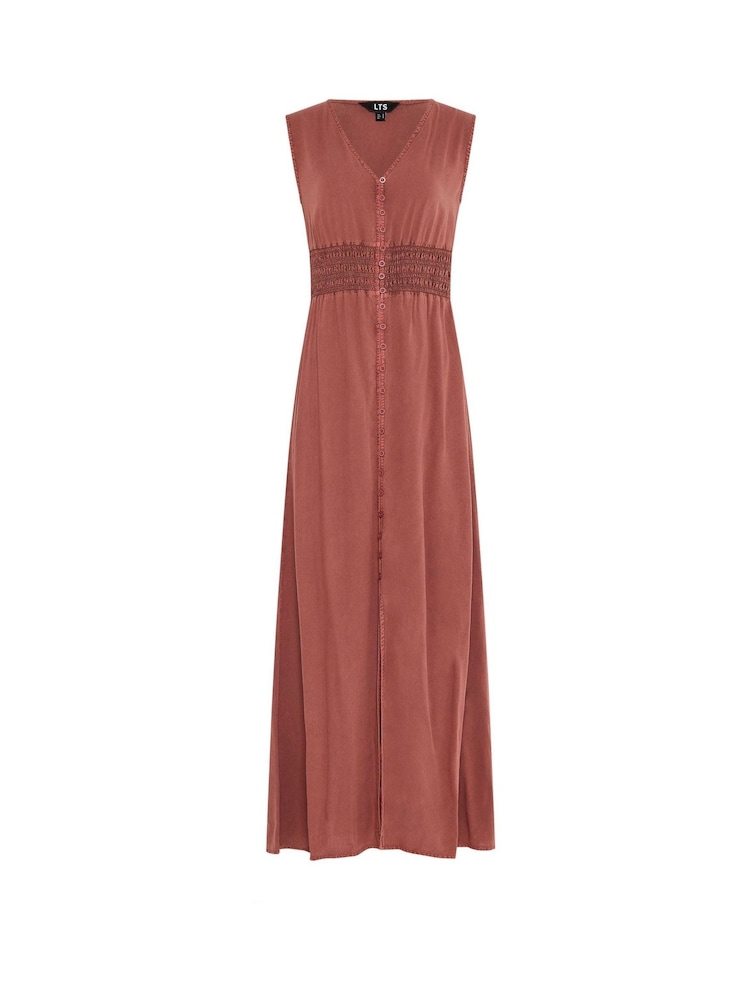 Long Tall Sally Brown Shirred Waist Maxi Dress - Image 5 of 5