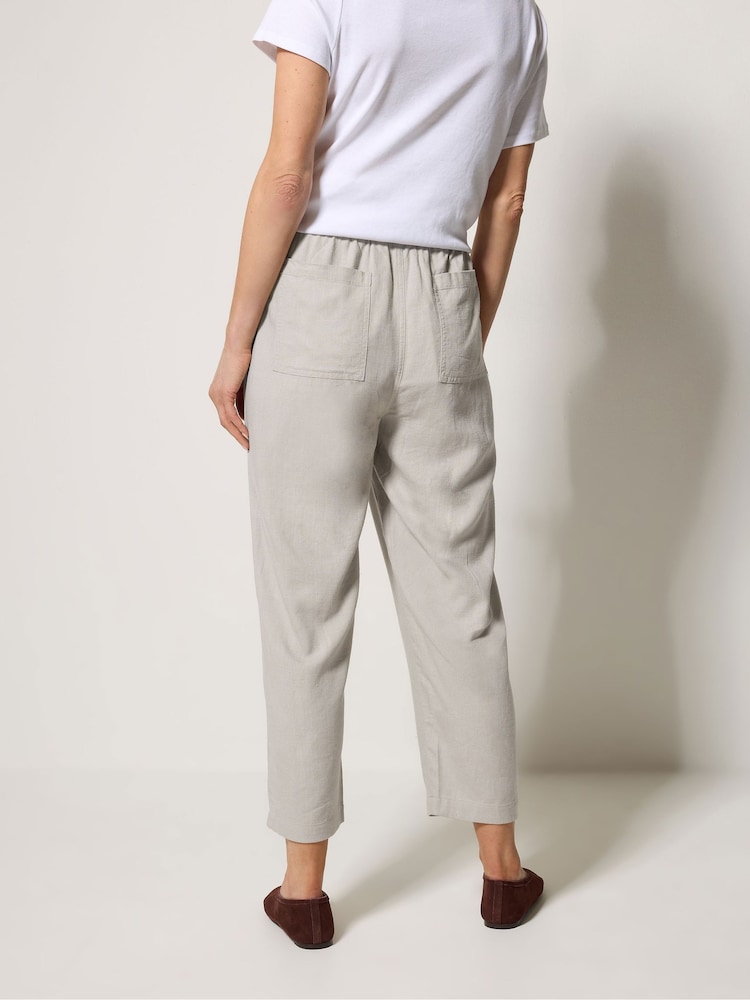 M&Co Natural Linen Blend Cropped Trousers - Image 2 of 5 M&Co Natural Linen Blend Cropped Trousers - Image 2 of 5