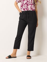 M&Co Black Linen Blend Cropped Trousers - Image 1 of 5