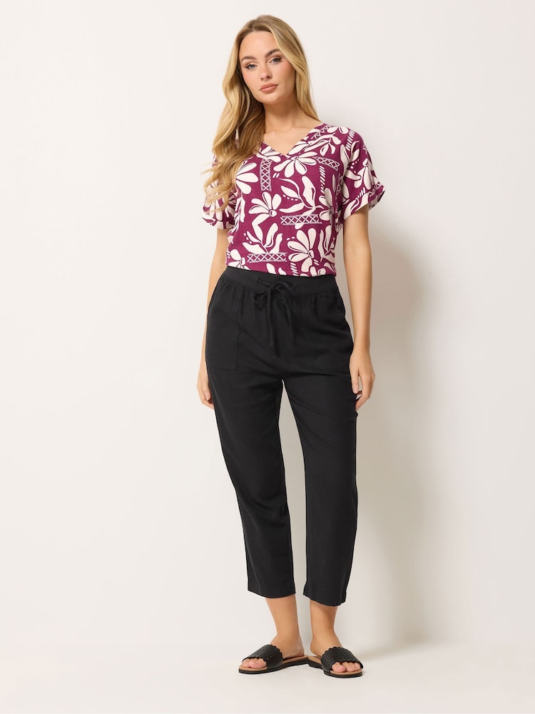 M&Co Black Linen Blend Cropped Trousers - Image 2 of 5 M&Co Black Linen Blend Cropped Trousers - Image 2 of 5