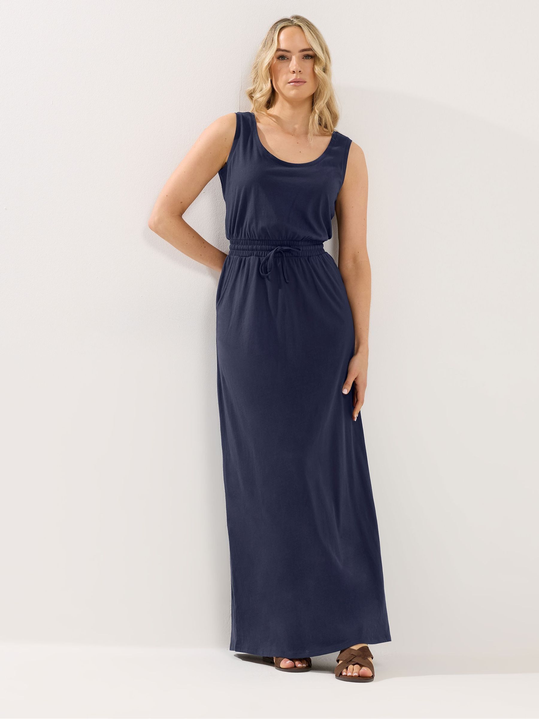 Long Tall Sally Women's Dark Blue Tie Waist Maxi Dress