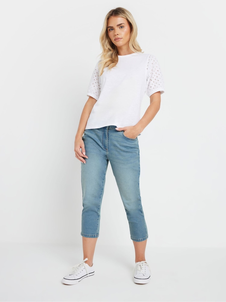 M&Co Blue Petite Cropped Boyfriend Jeans - Image 2 of 4