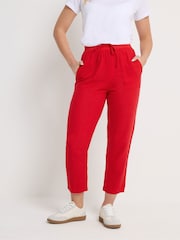 M&Co Red Linen Blend Cropped Trousers - Image 1 of 1