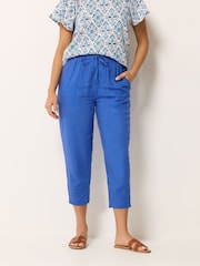 M&Co Blue Linen Blend Cropped Trousers - Image 2 of 5