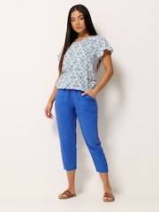 M&Co Blue Linen Blend Cropped Trousers - Image 5 of 5