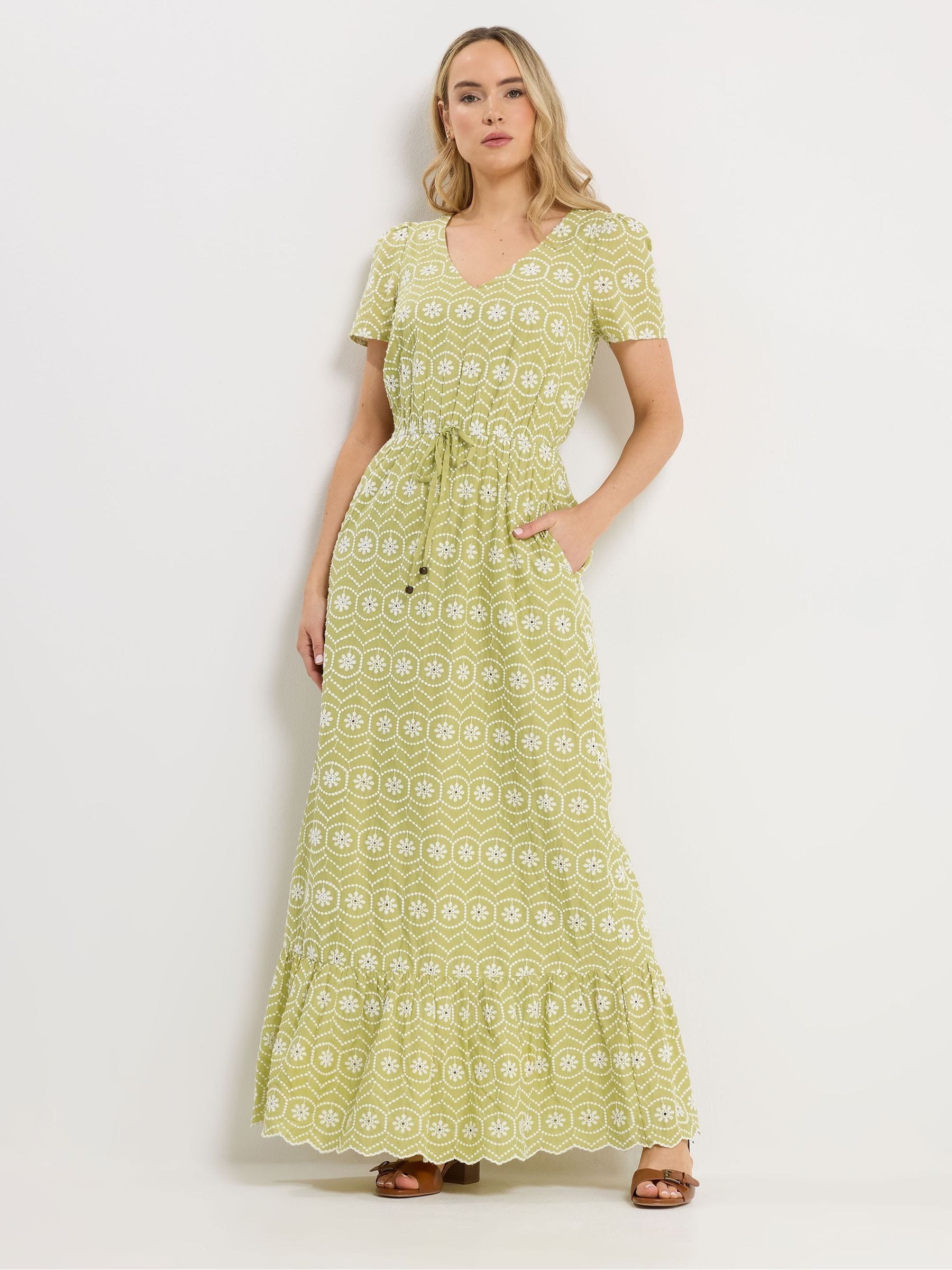 Long Tall Sally Women's Green Floral Embroidered Maxi Dress - Image 3