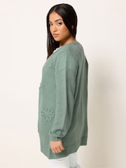 M&Co Green Petite Floral Embroidered Cardigan - Image 3 of 5
