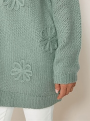 M&Co Green Petite Floral Embroidered Cardigan - Image 4 of 5