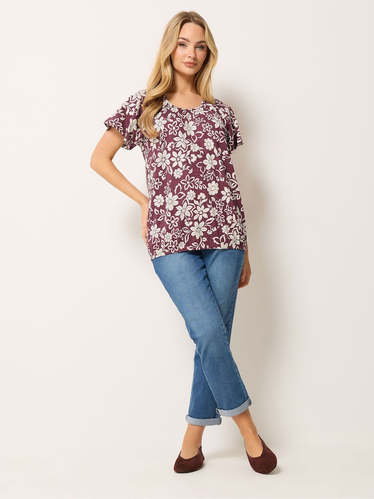 أحمر - M&Co Cotton Scoop Neck Top - صورة 2 من 5