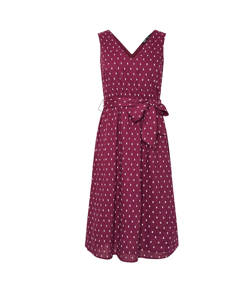 M&Co Purple Petite Dobby Tie Waist Midi Dress - Image 2 of 2