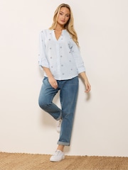 M&Co Blue Embroidered Stripe Shirt - Image 2 of 4