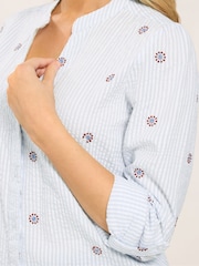 M&Co Blue Embroidered Stripe Shirt - Image 4 of 4