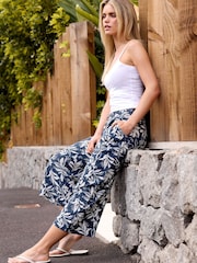 M&Co Blue Petite Linen Blend Culottes - Image 2 of 3