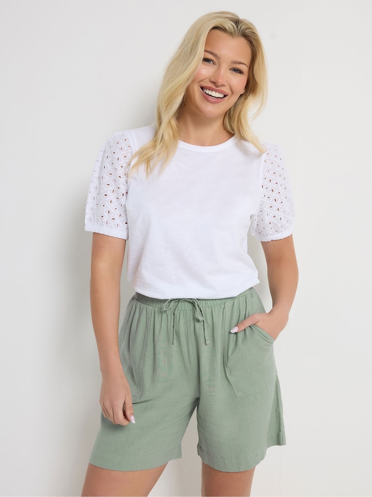 M&Co Green Linen Blend Shorts - Image 1 of 1