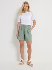 M&Co Green Linen Blend Shorts - Image 2 of 4