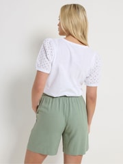 M&Co Green Linen Blend Shorts - Image 3 of 4
