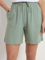 M&Co Green Linen Blend Shorts - Image 4 of 4