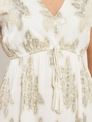 Long Tall Sally White Paisley Metallic Sheer Maxi Dress - Image 4 of 5