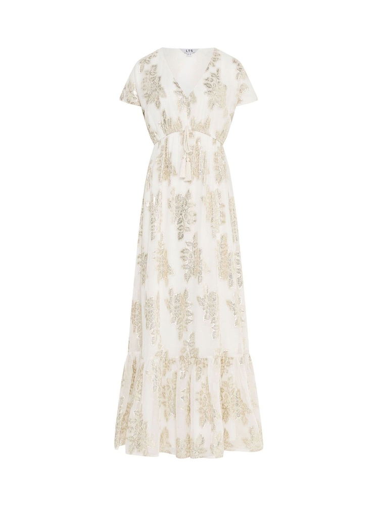 Long Tall Sally White Paisley Metallic Sheer Maxi Dress - Image 5 of 5