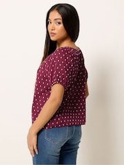 M&Co Purple Petite Dobby Short Sleeve Blouse - Image 3 of 5