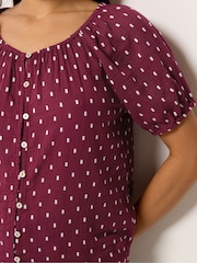 M&Co Purple Petite Dobby Short Sleeve Blouse - Image 4 of 5