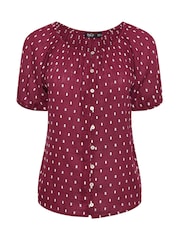 M&Co Purple Petite Dobby Short Sleeve Blouse - Image 5 of 5