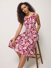 M&Co Purple Fit & Flare Linen Blend Dress - Image 1 of 5