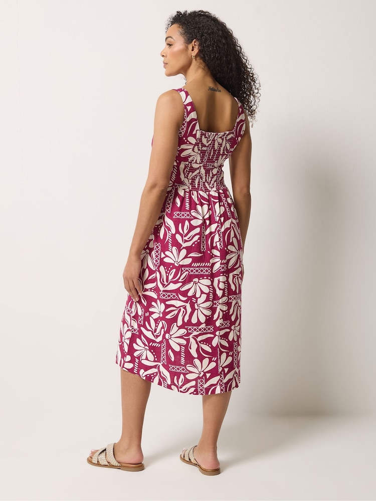 M&Co Purple Fit & Flare Linen Blend Dress - Image 2 of 5